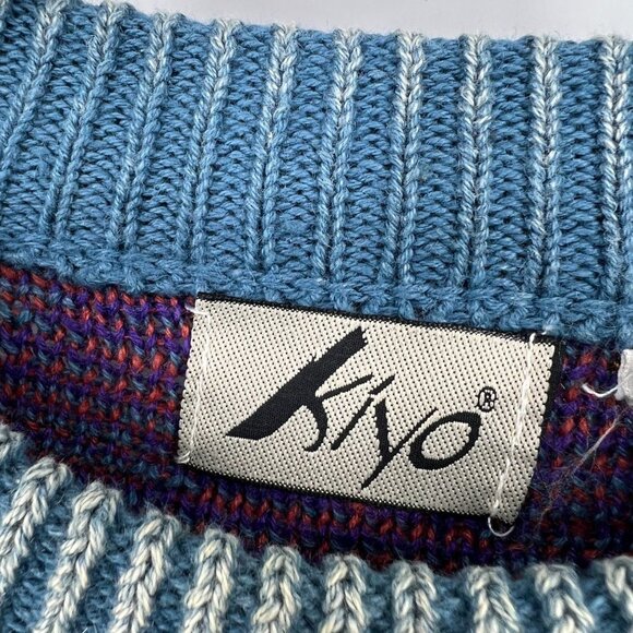 Vintage Kiya 80s 90s sweater grandpa aztec tribal geometrical print men's size m - Picture 2 of 12